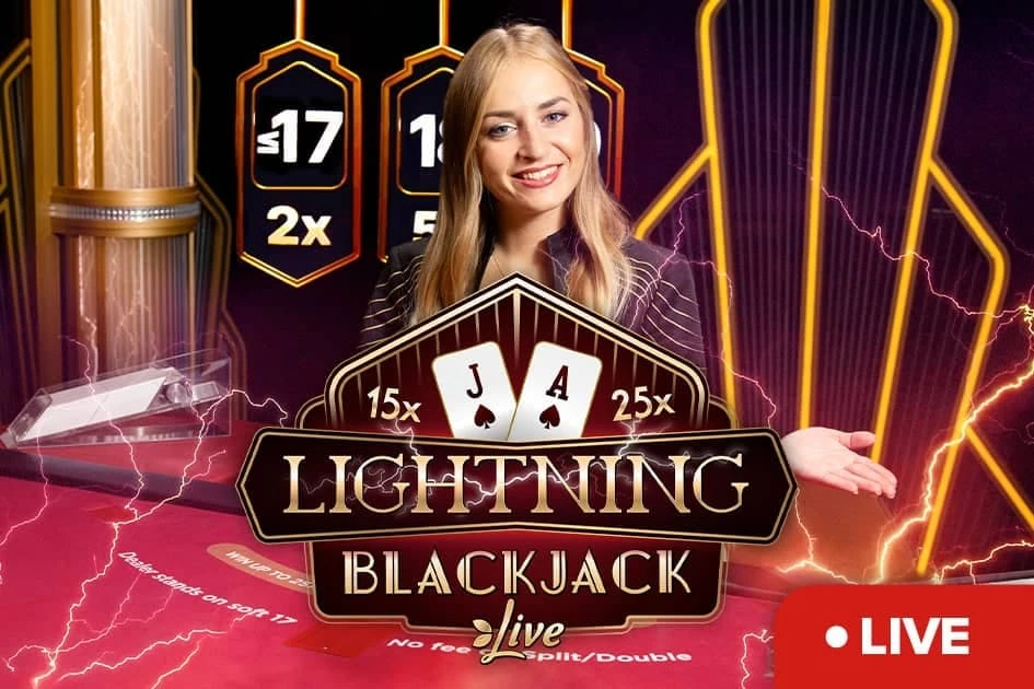 Lightning Card 배수 기능이 표시된 라이트닝 블랙잭 화면